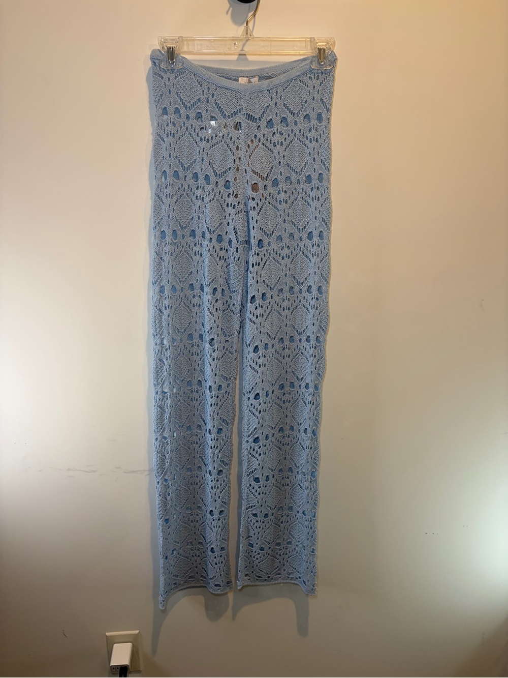 Meshki Trena Crochet Light Blue Knit Pants